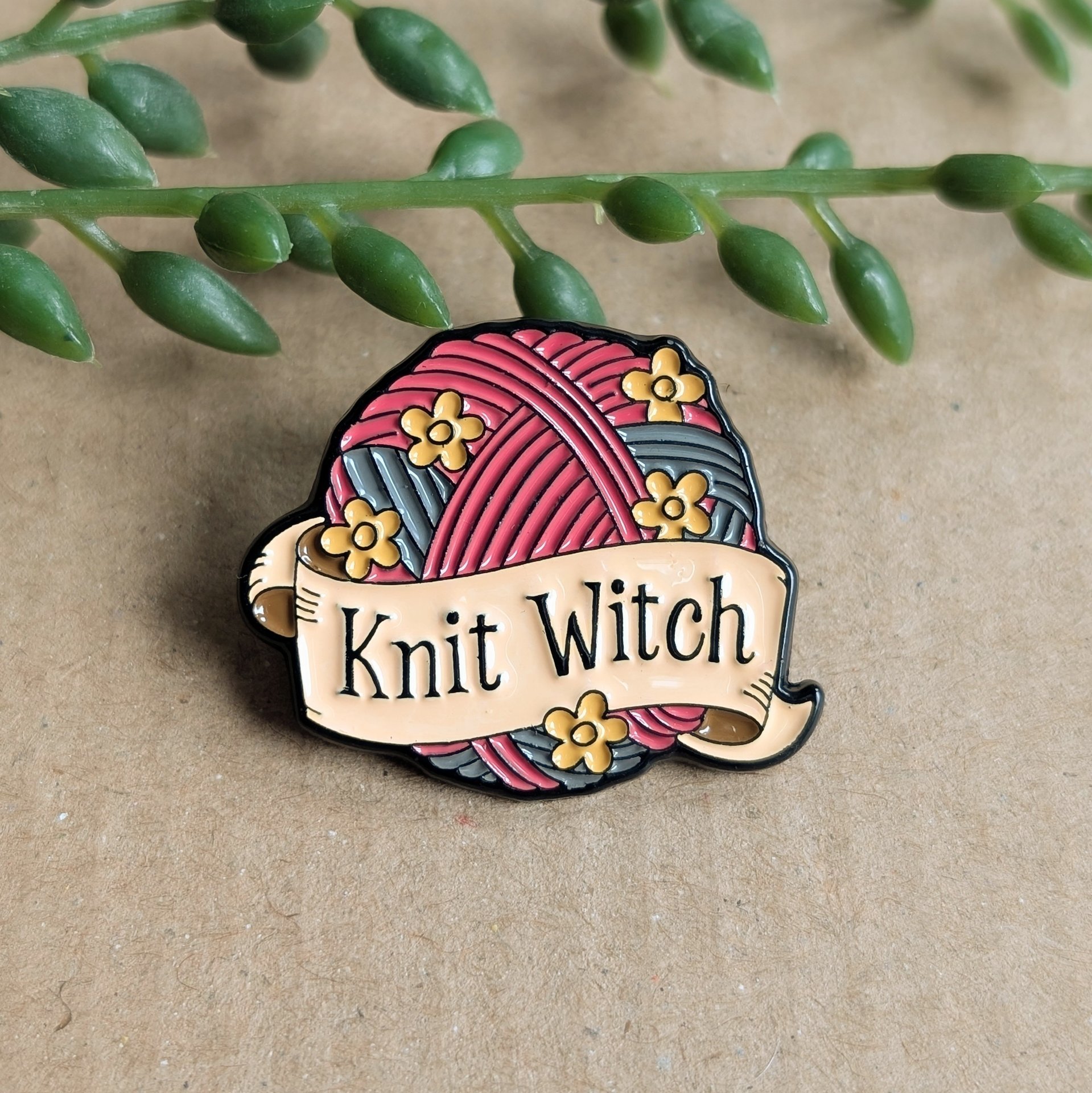 Funny Knit Witch Enamel Pin Badge