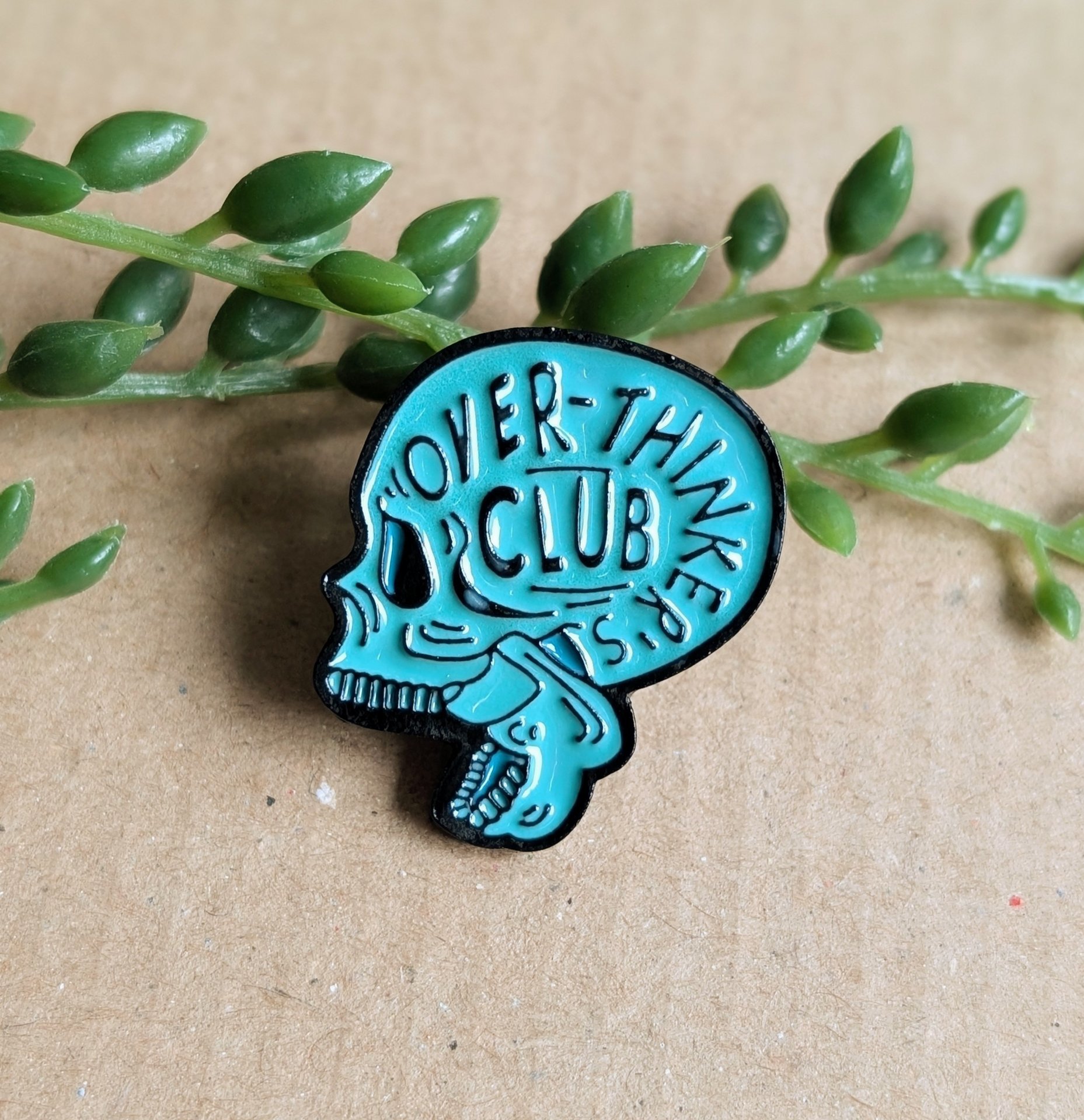 Over Thinker Skull Enamel Pin badge