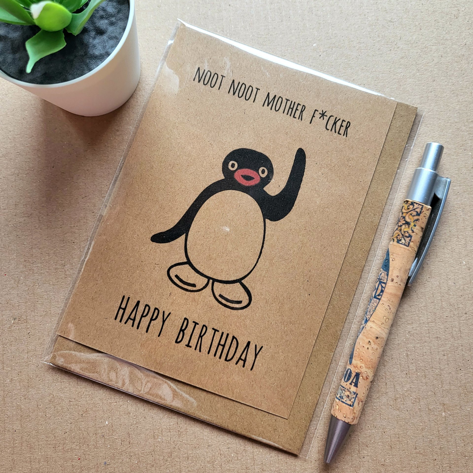 Funny Rude Pingu Birthday card