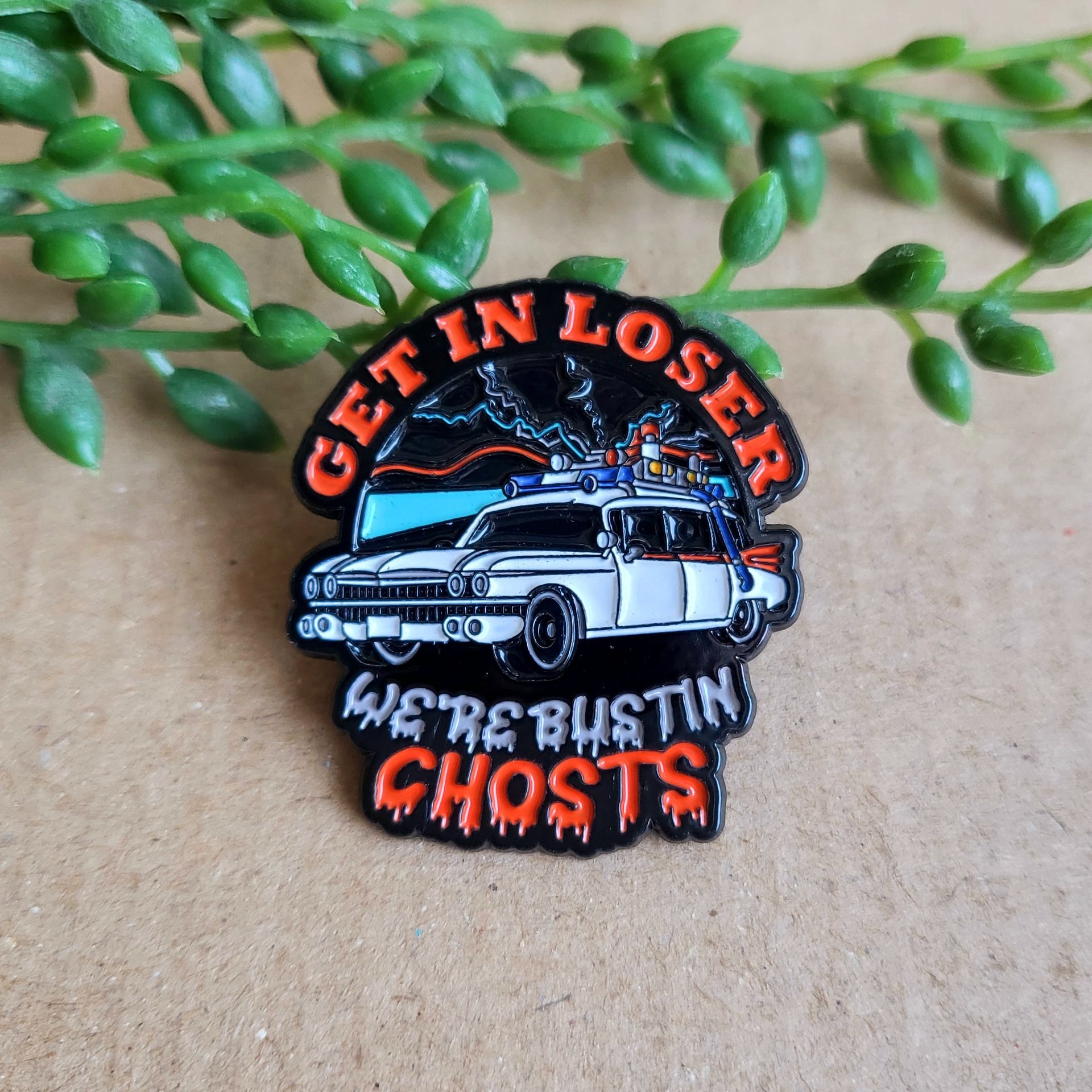 Ghostbusters enamel pin badge with Ecto-1