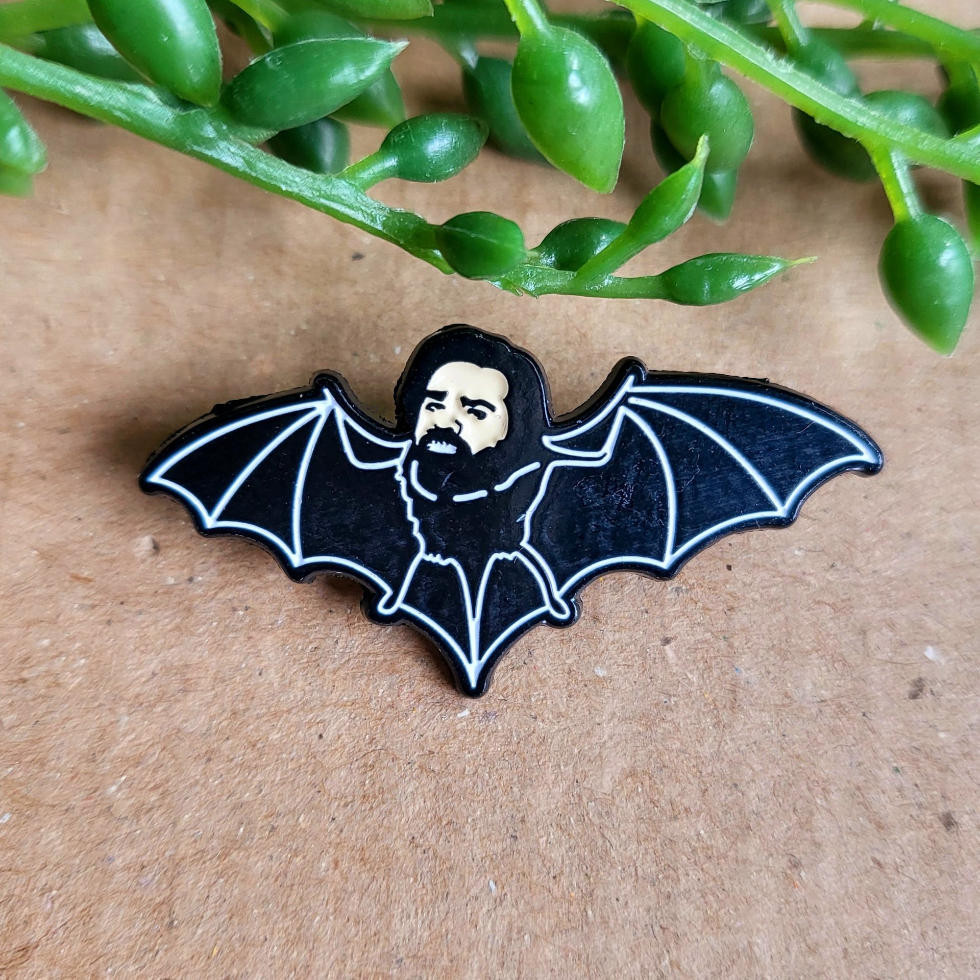 What we do in the shadows enamel pin badge, Matt Berry as a Laszlo bat