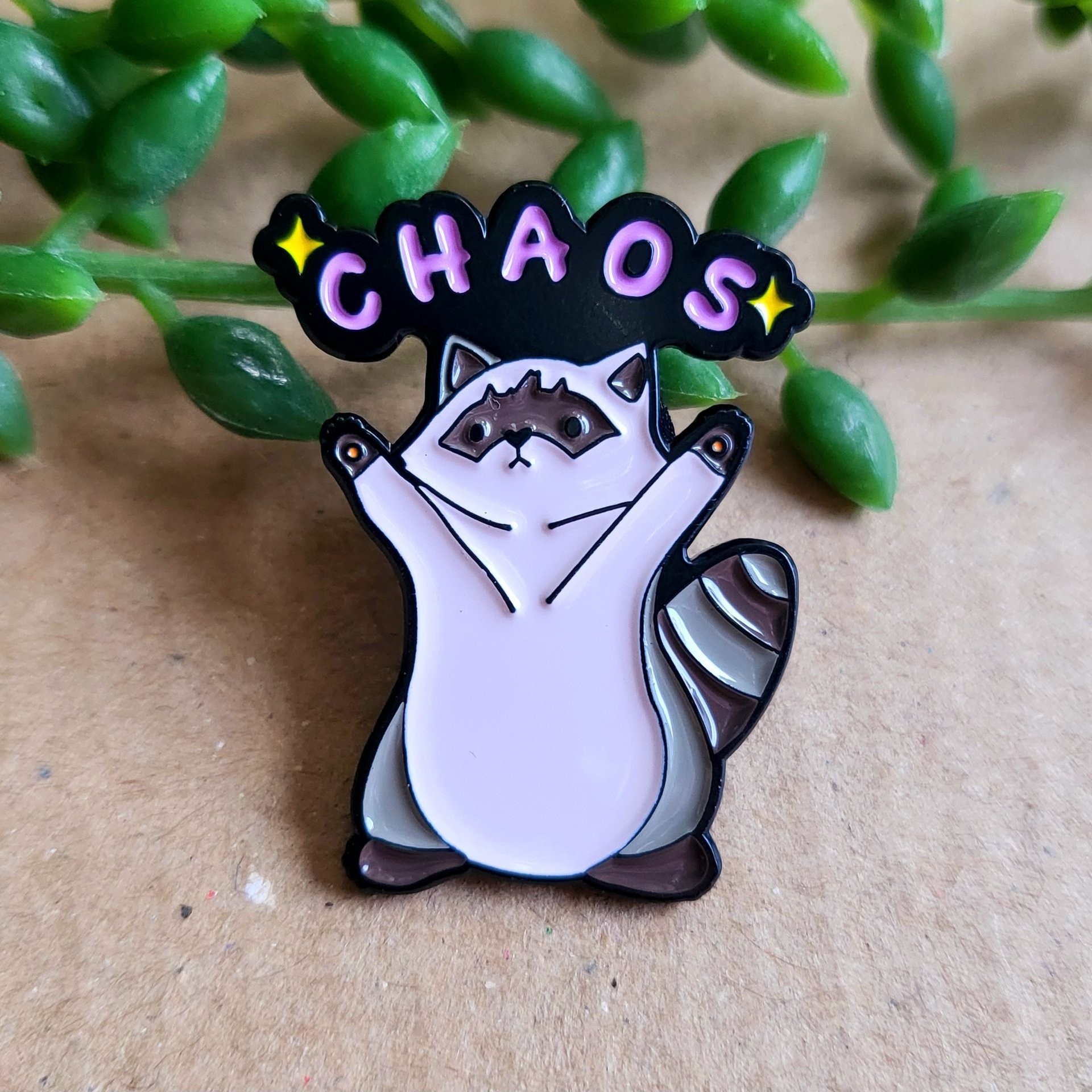 Chaos Raccoon Enamel Pin Badge