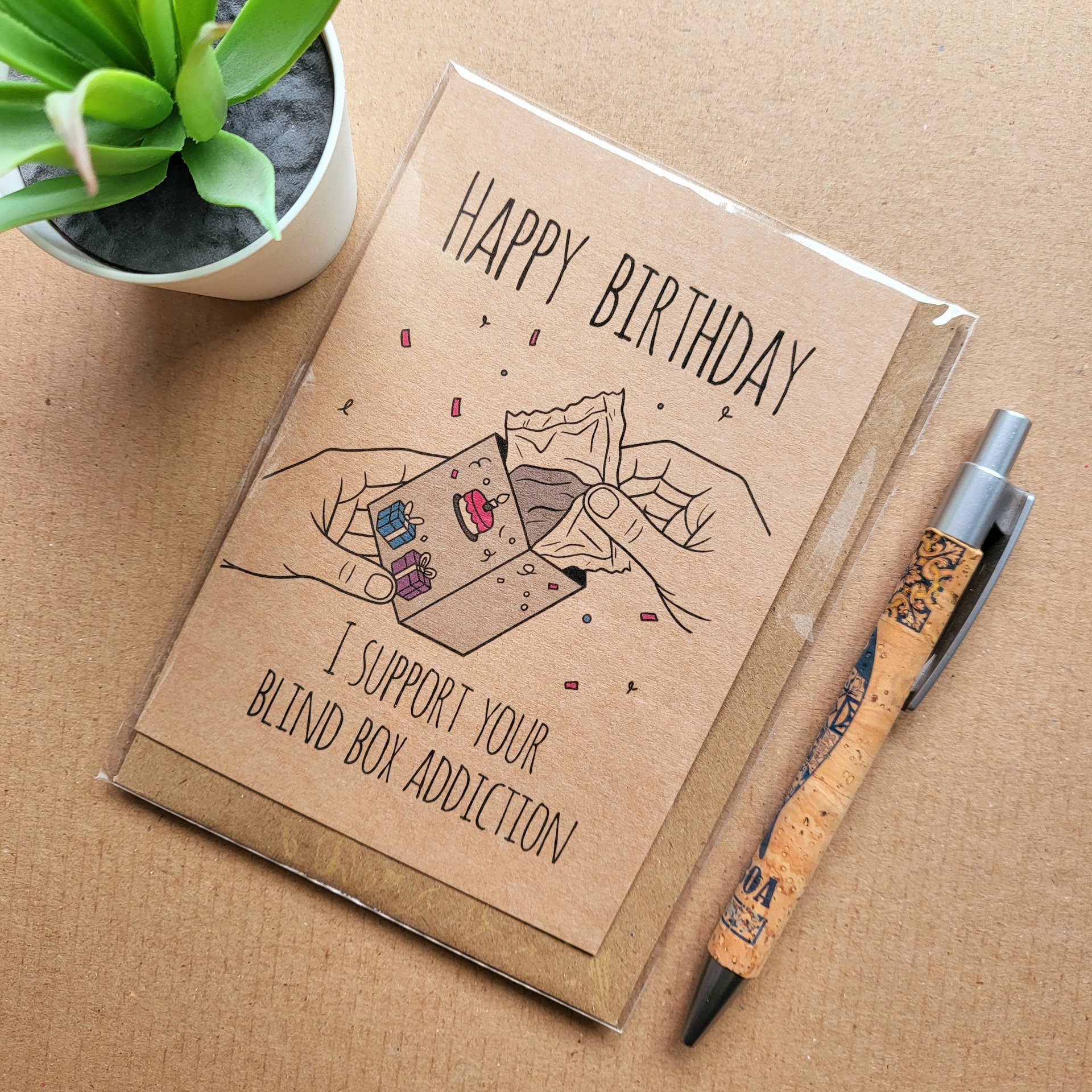Funny Blind Box Addict Birthday Card