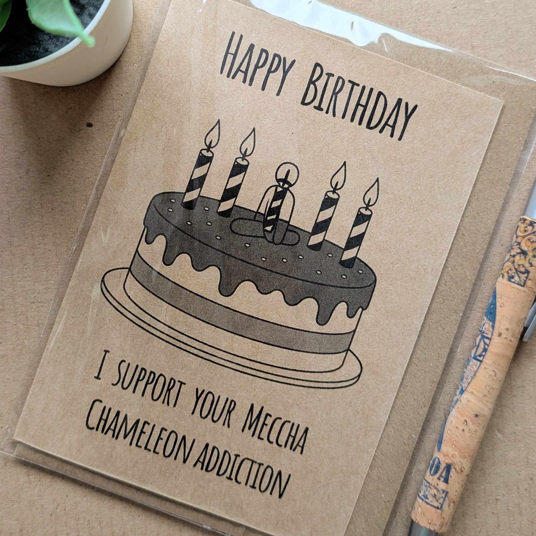 Funny Meccha Chameleon Birthday Card