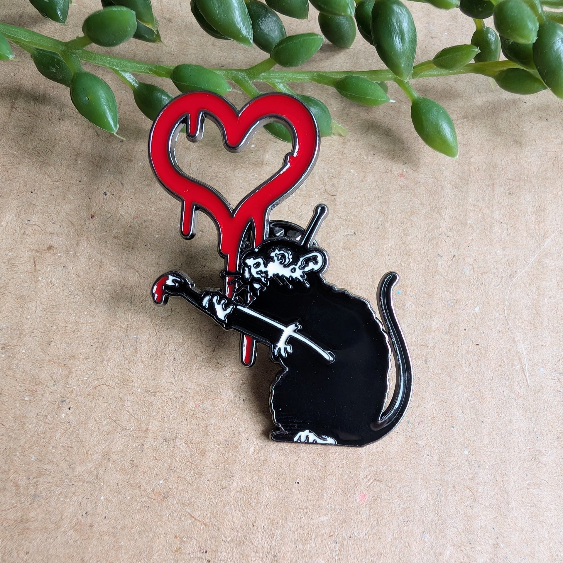 Banksy Love Rat Enamel pin badge