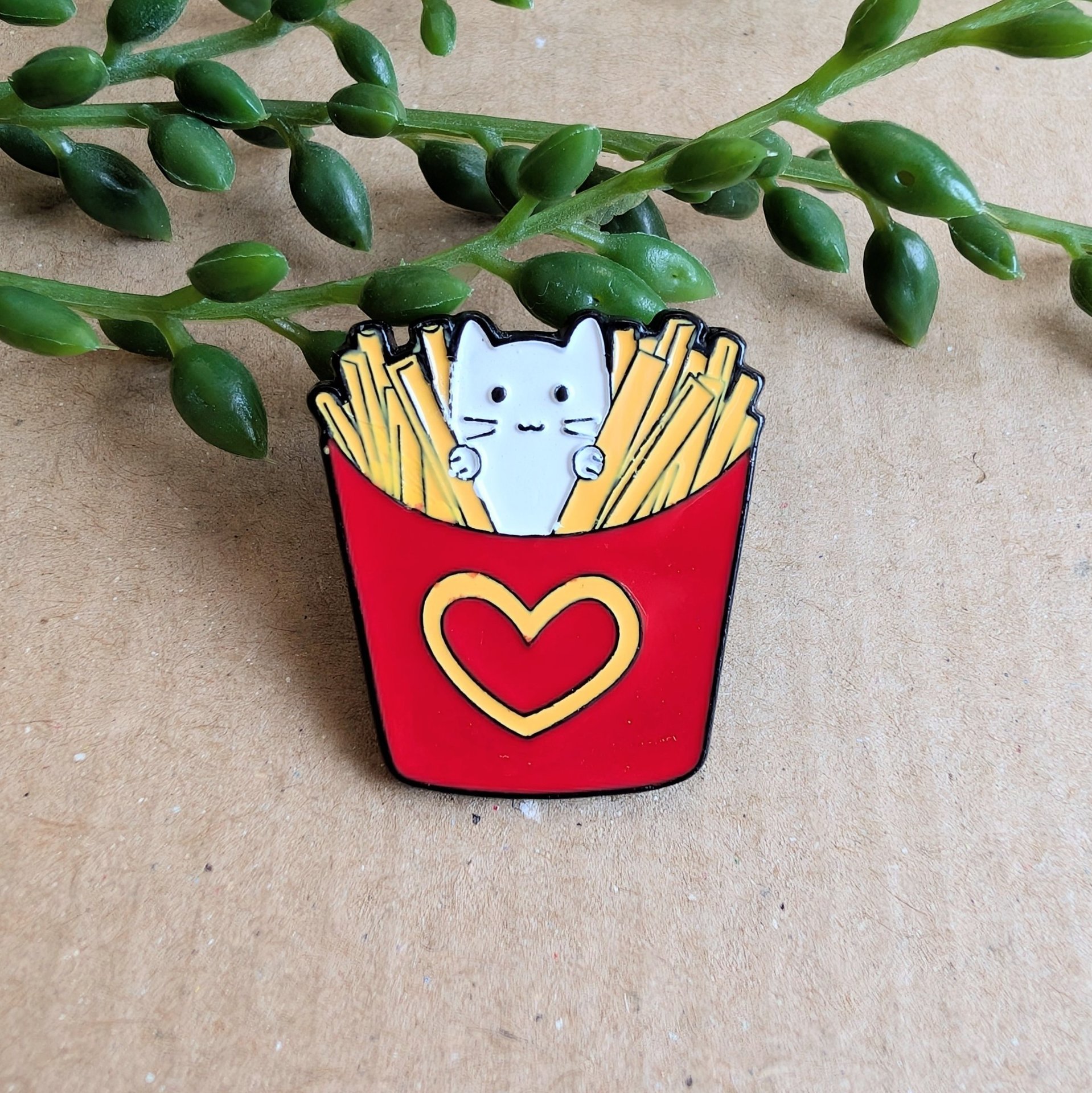 Cute Cat Fries Enamel Pin Badge