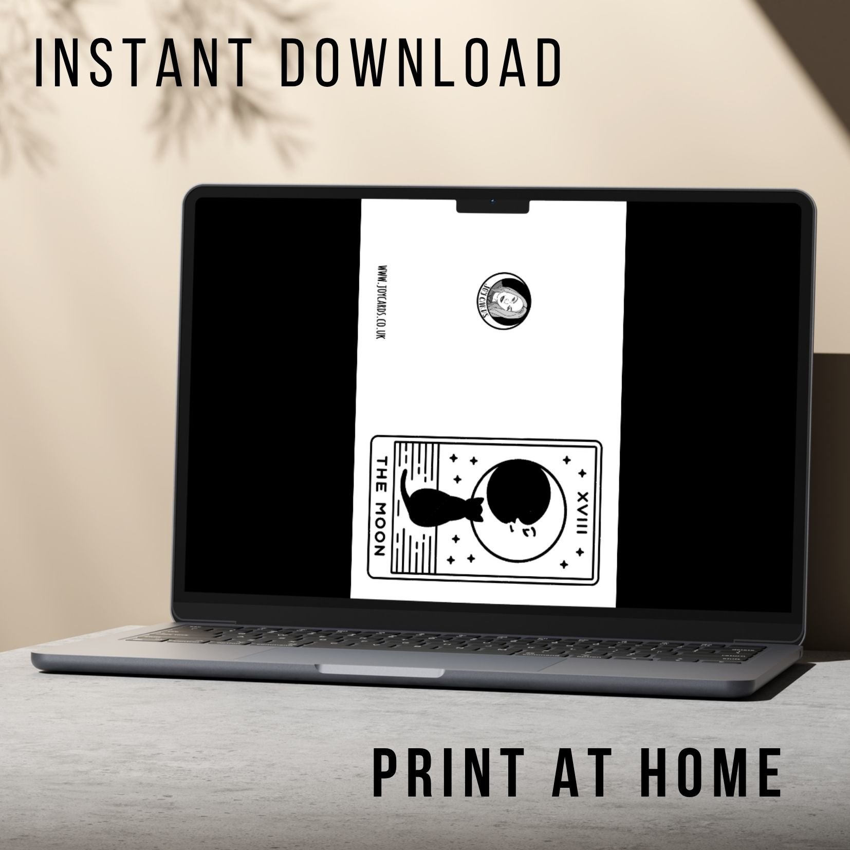 Black Cat Moon Tarot Card Birthday Card - Printable Instant Download