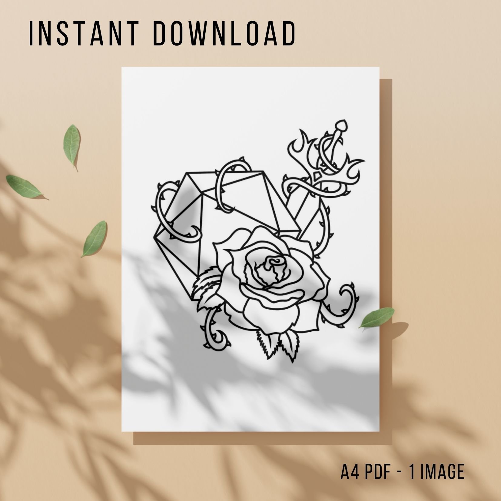 Dungeons and Dragons Colouring Page - Printable Instant Download