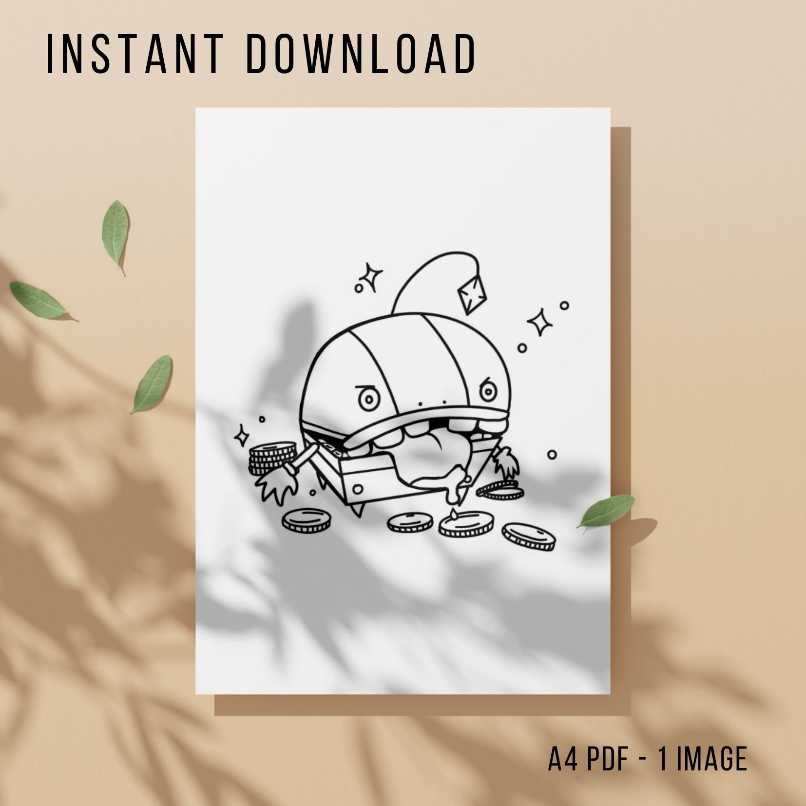 Dungeons and Dragons Mimic Colouring Page - Printable Instant Download