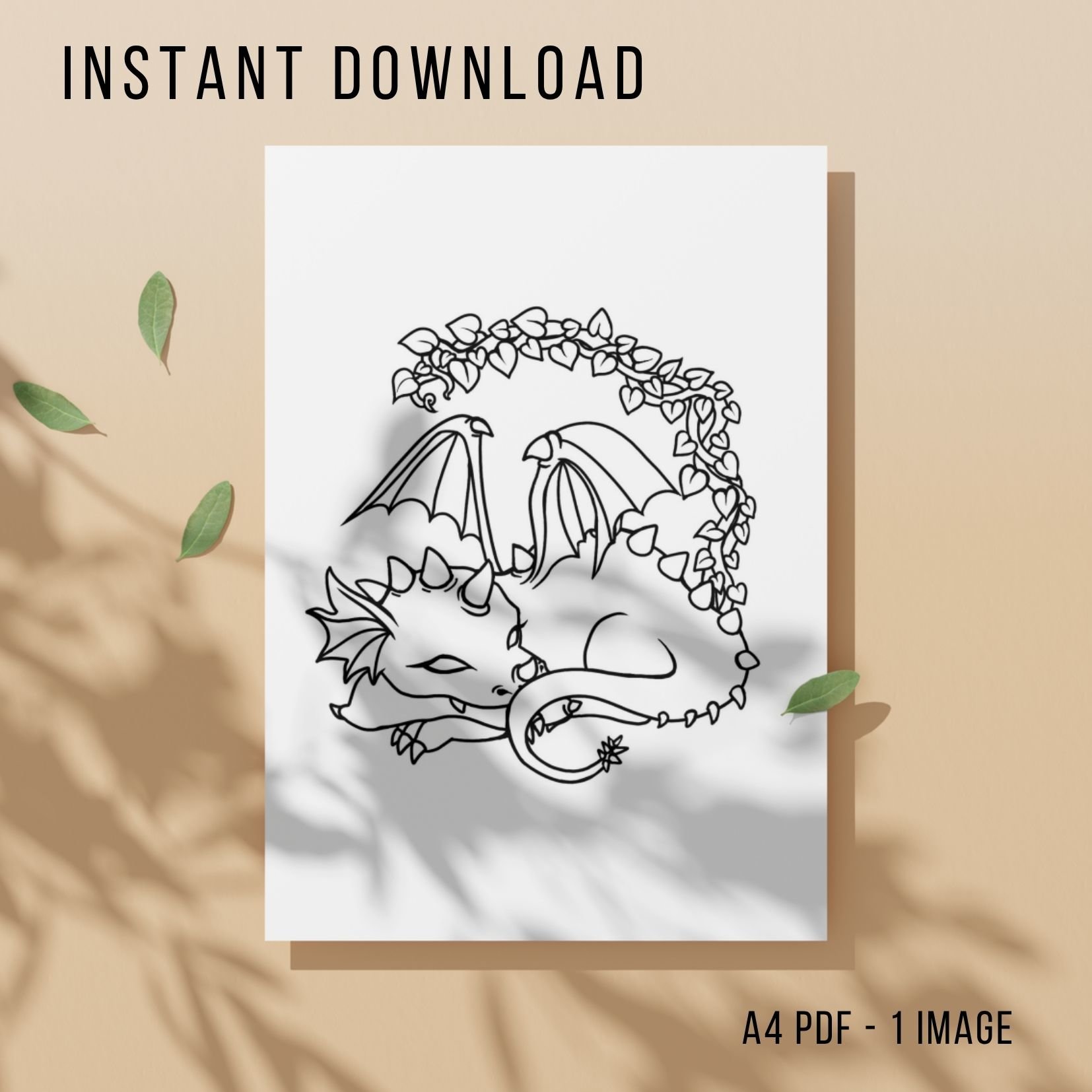 Dragon Colouring Page - Printable Instant Download