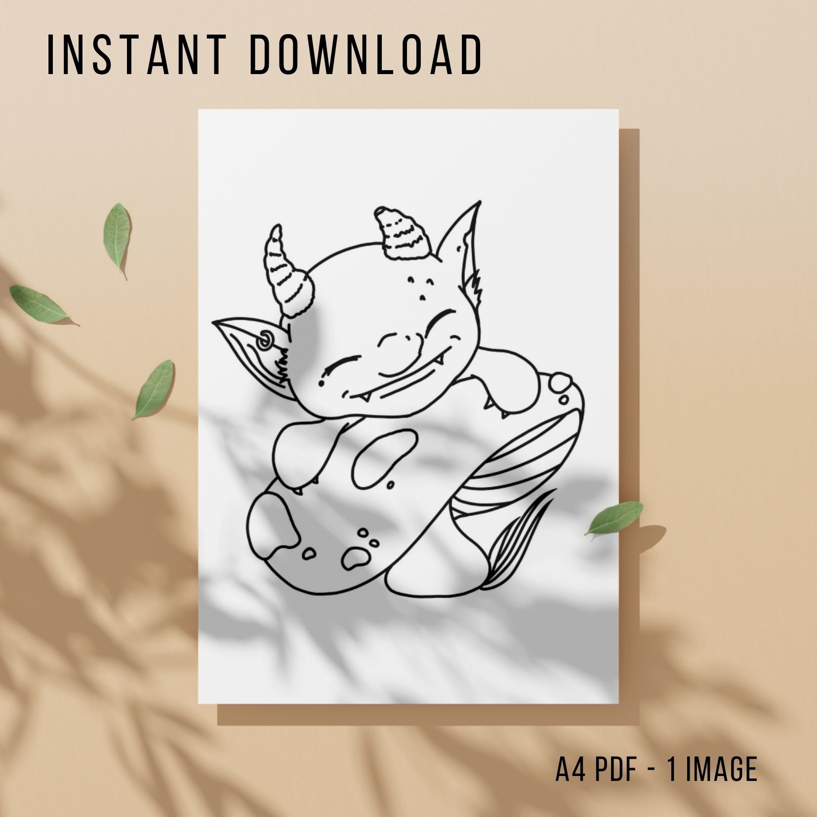 Troll Colouring Page - Printable Instant Download
