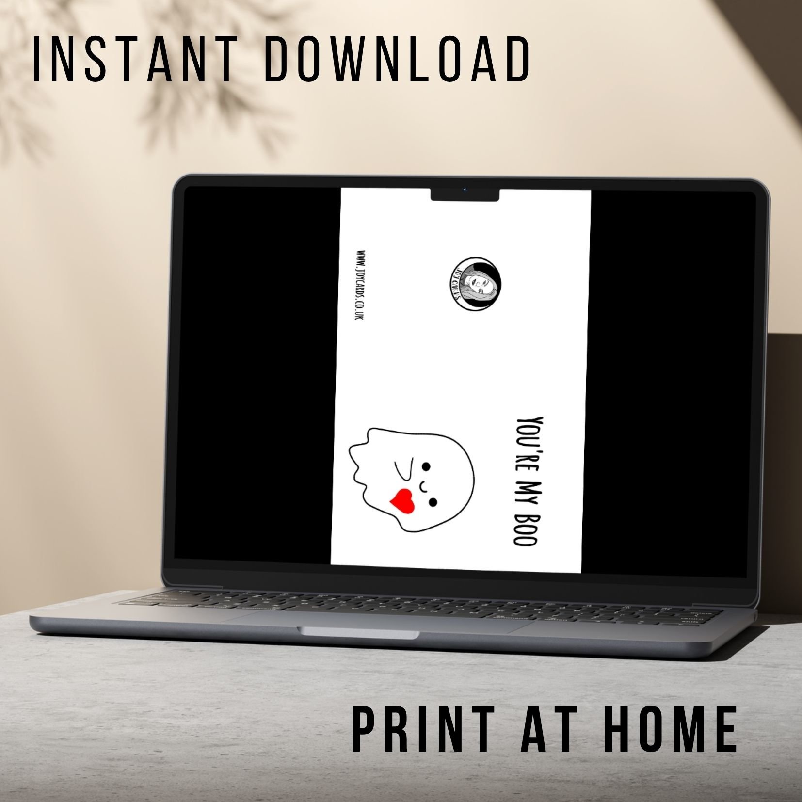 Ghost Valentines Card - You're My Boo - Printable Instant Download