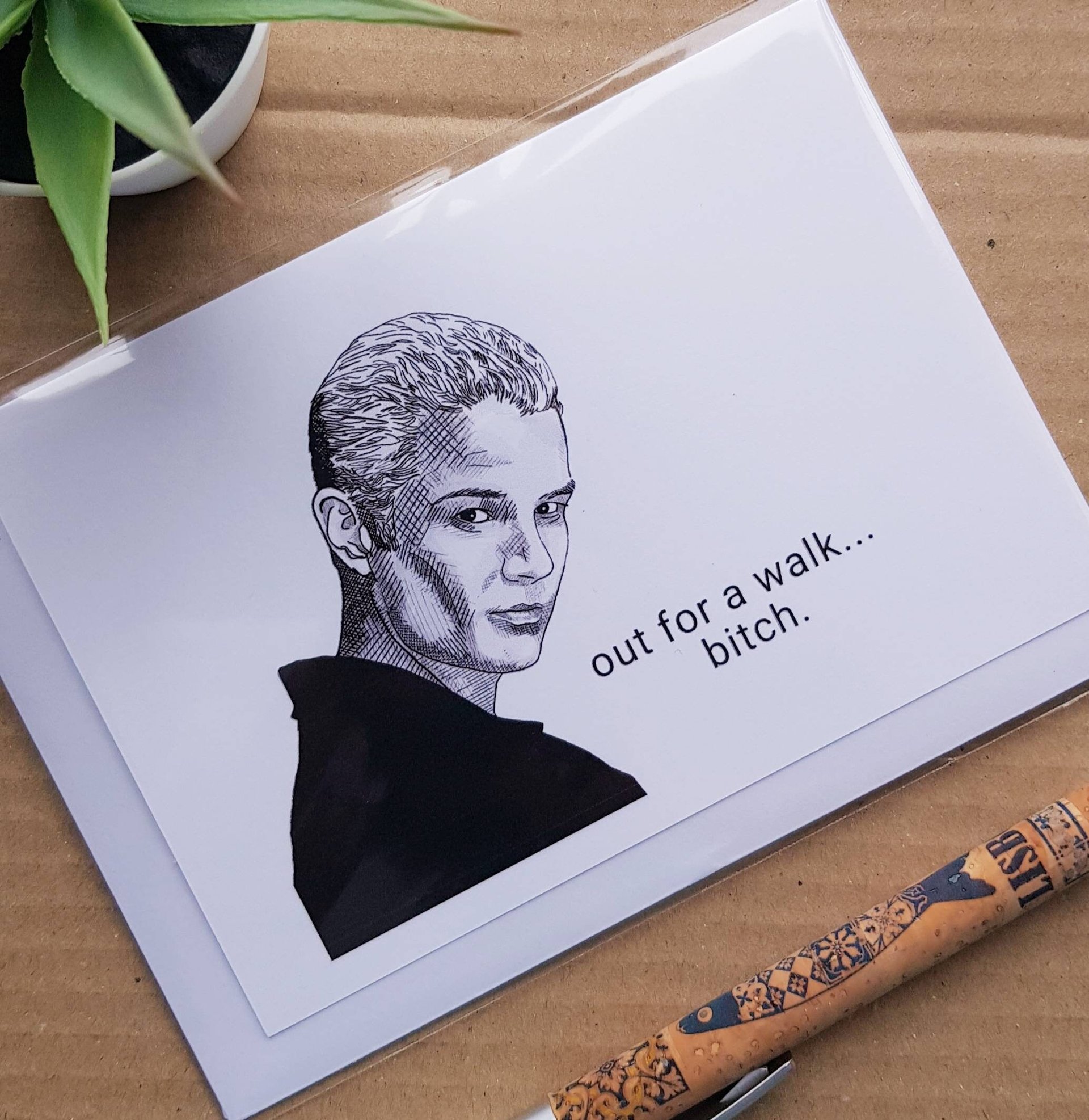 Funny Buffy Spike Birthday Card - Out for a walk Bitch