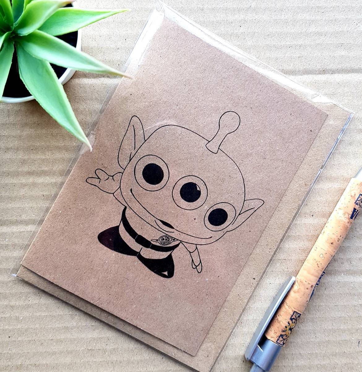 Toy Story Alien Birthday Card - The Claw Cute Disney Funko Pop Blank Card