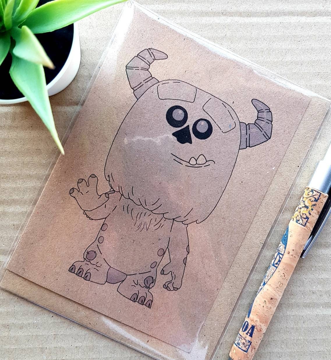 Monsters inc Birthday Card - Cute Sulley Funko Pop Geeky Blank Card