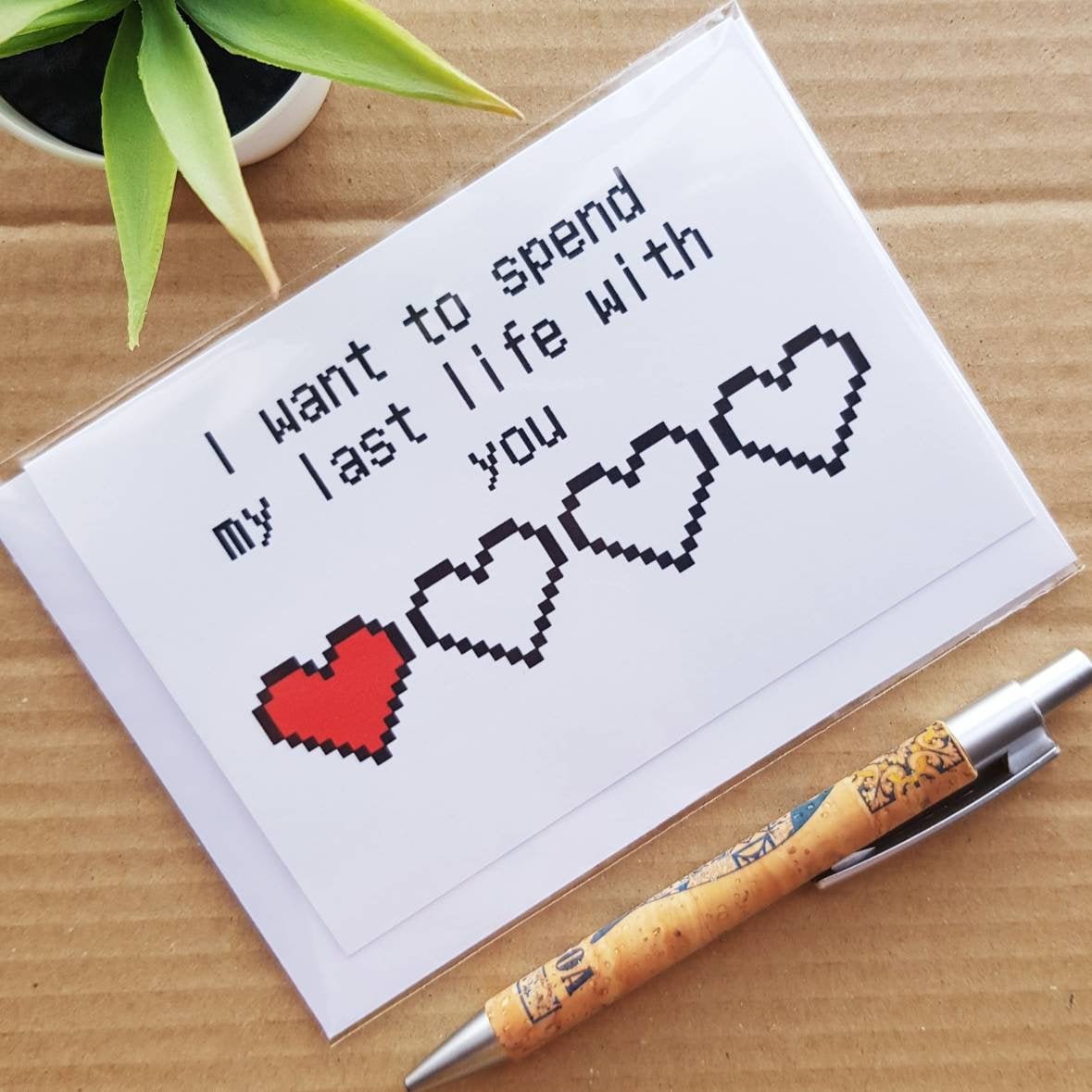 Zelda Valentines card - I want to spend my last life with you - Gamer Valentines Birthday