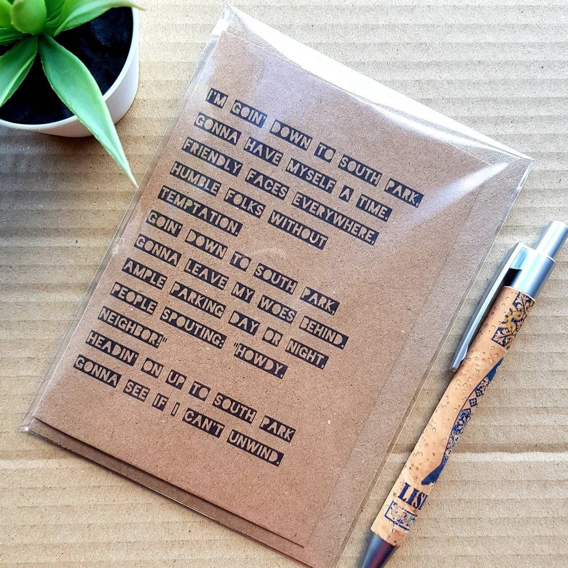 South Park Birthday Card - South Park Lyrics blank Card