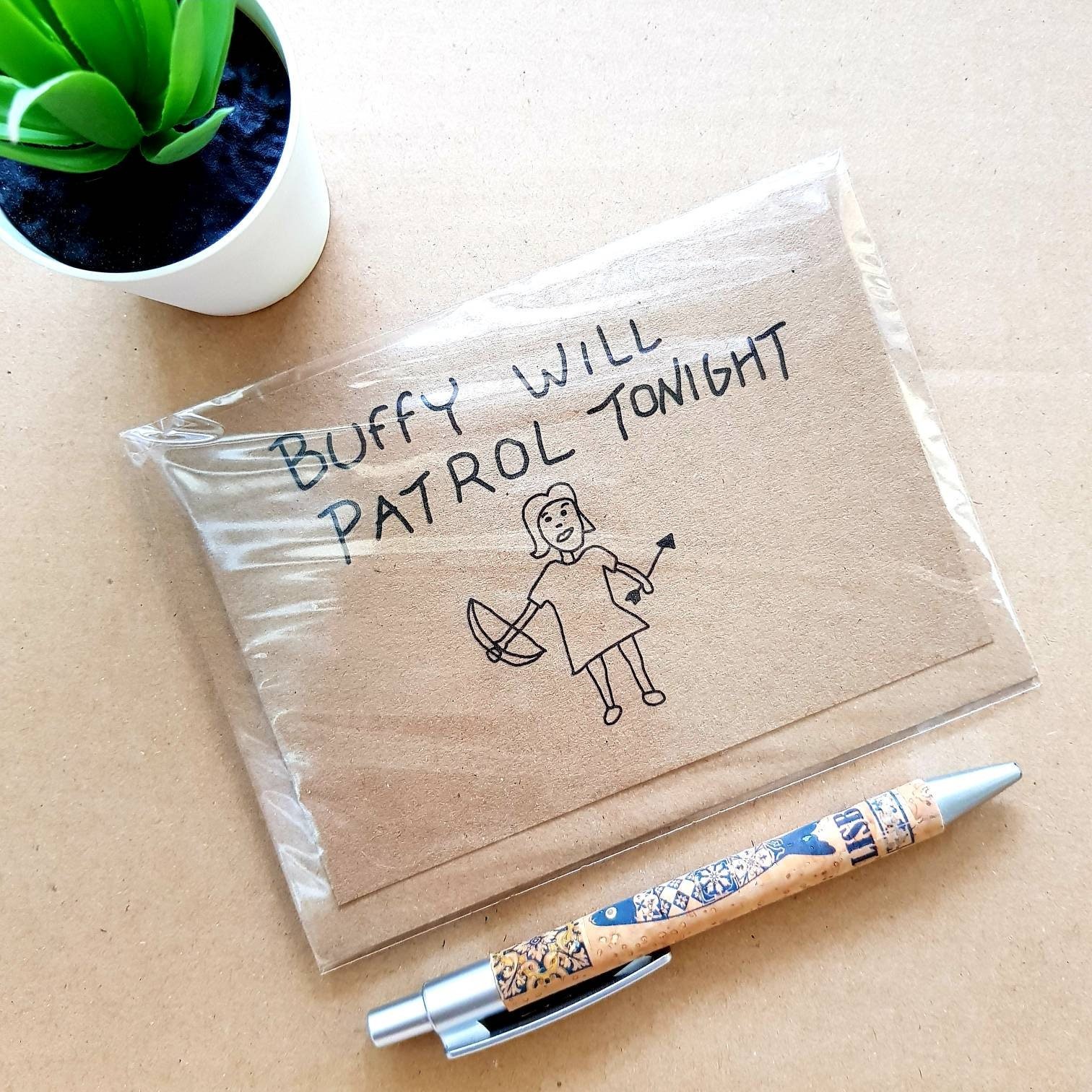 Funny Buffy will patrol tonight Card - Blank Buffy The Vampire Slayer Birthday Card