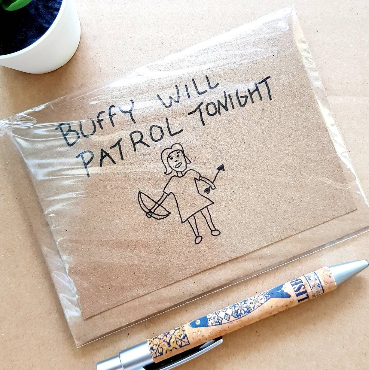 Funny Buffy will patrol tonight Card - Blank Buffy The Vampire Slayer Birthday Card