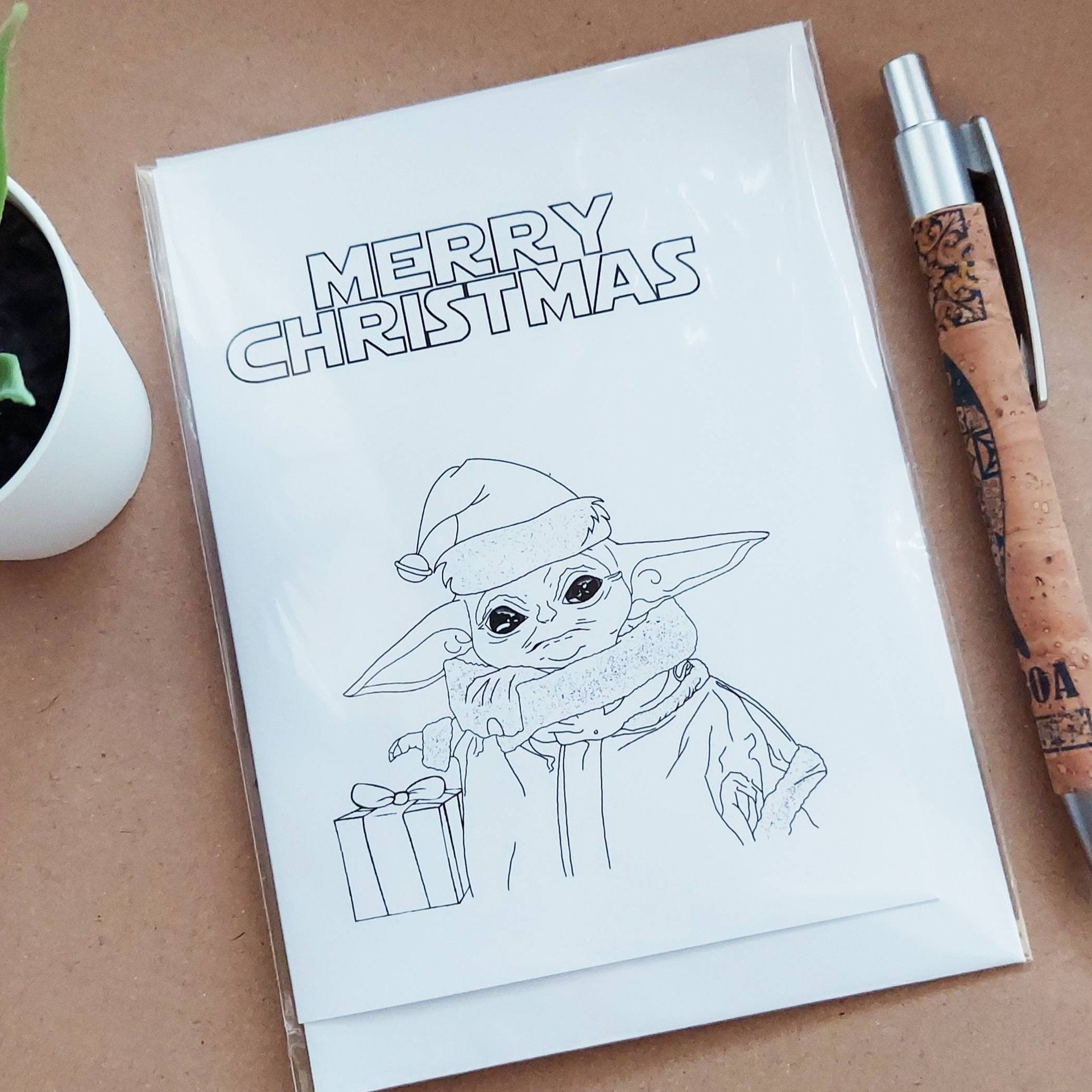 Baby Yoda Christmas Card - Star Wars Mandalorian Card