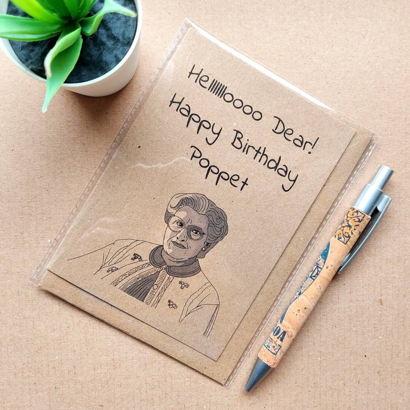 Funny Mrs Doubtfire Birthday Card - Hello Dear Poppet Doubtfire quote card