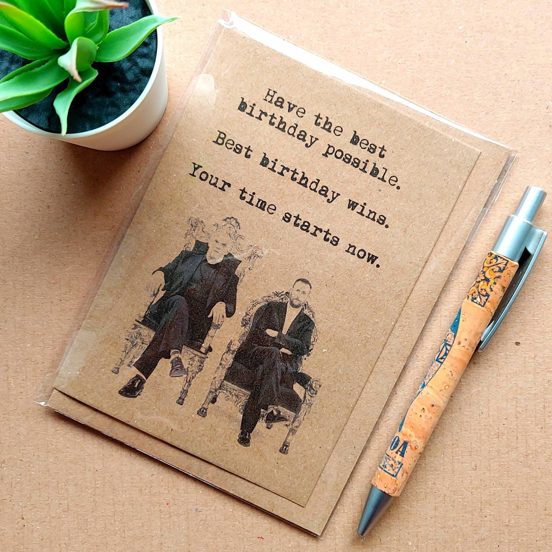 Funny Taskmaster Birthday Card. Perfect Card for a Fan of the hit TV show Taskmaster. Featuring Greg Davies and Alex Horne.