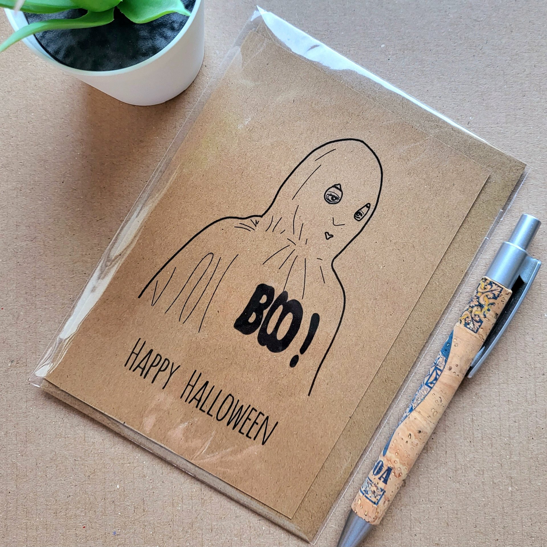 Funny Buffy Halloween Card - Willow Ghost Boo costume