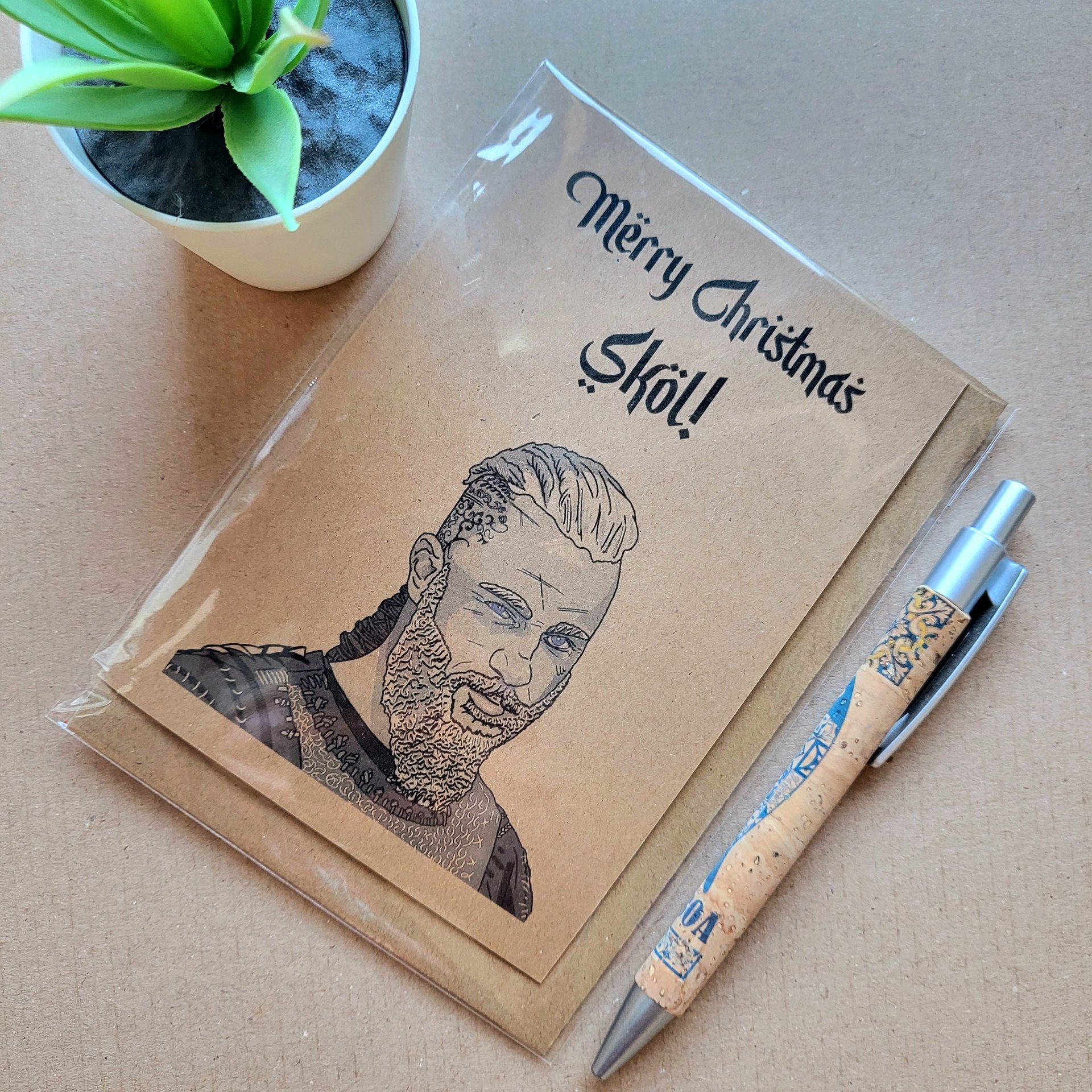 Funny Vikings Christmas Card - Ragnar Lothbrok Skol Xmas card
