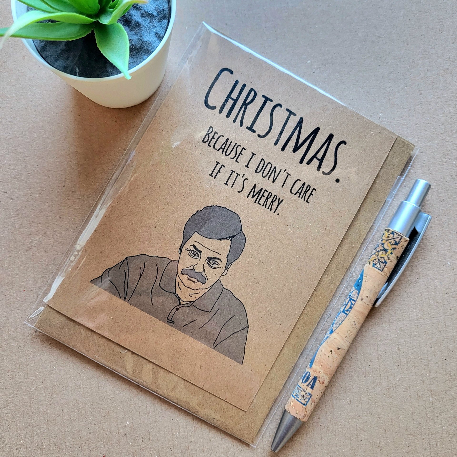 Parks and Recreation Christmas Card - Funny Ron Swanson Xmas card