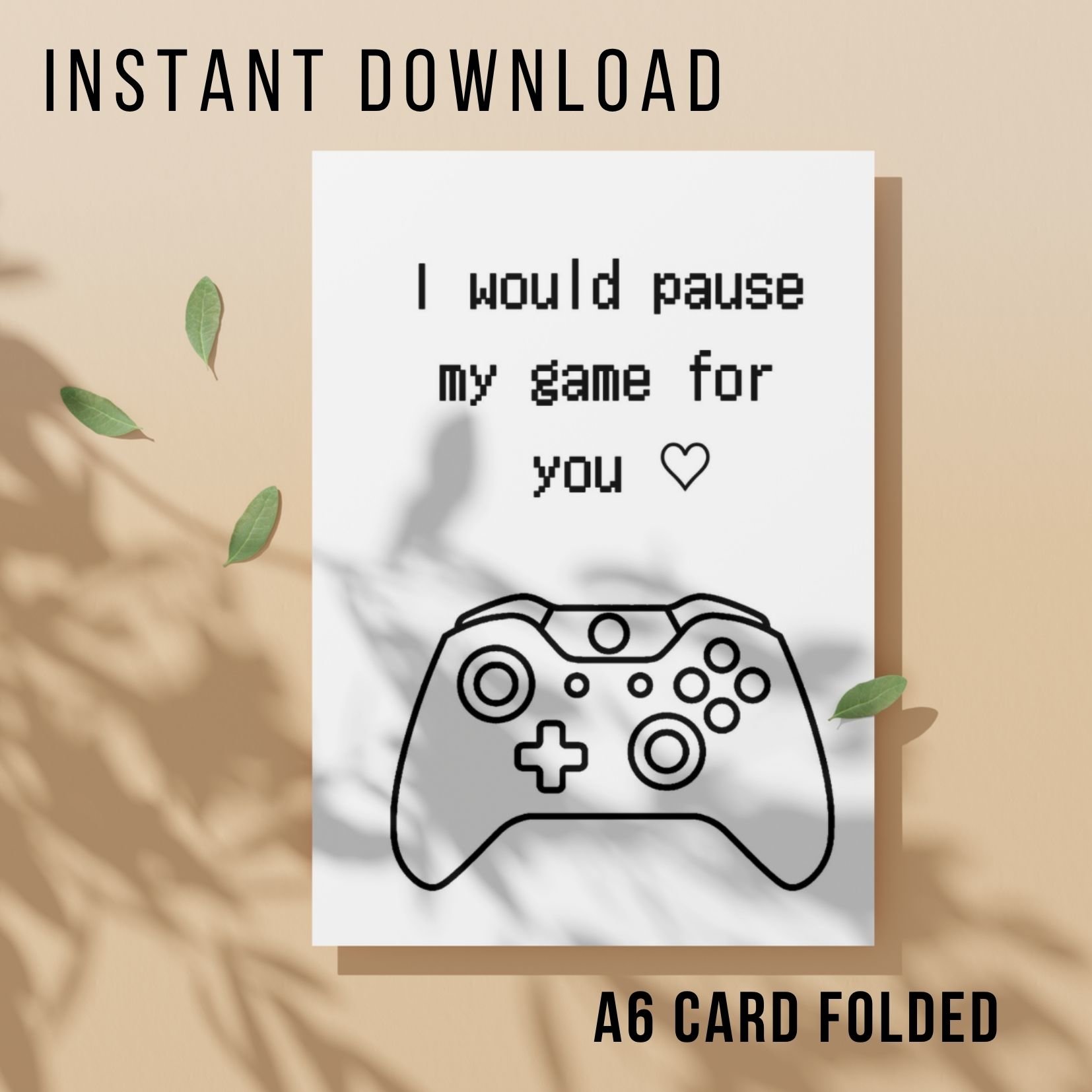 Funny Gamer Valentines Card - Printable Instant Download