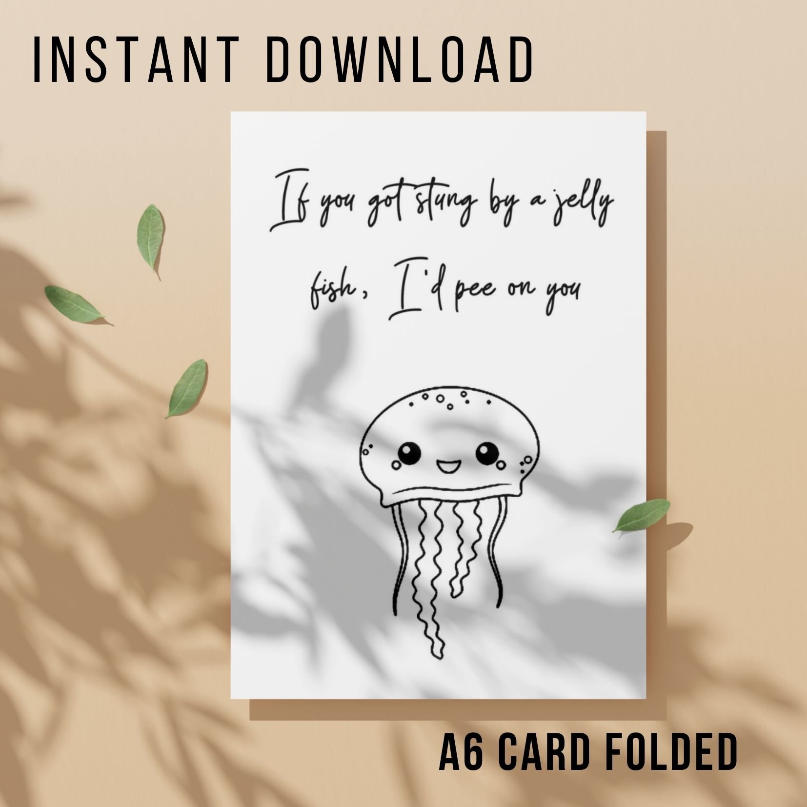 Funny Jelly Fish Best Friend Card - Printable Instant Download