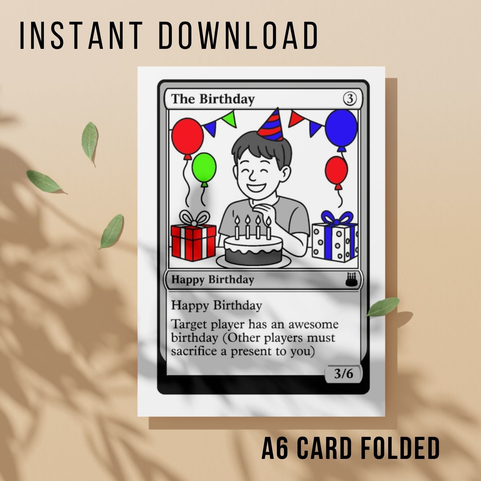 Magic the Gathering Birthday Card - Printable Instant Download