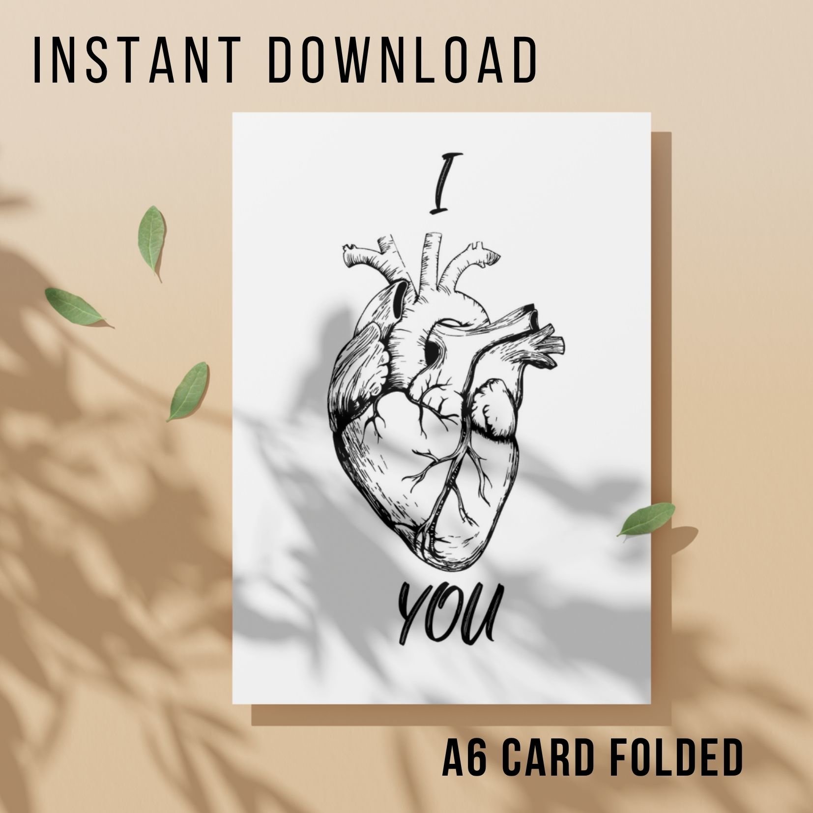 Heart Organ Horror Valentines Card - Printable Instant Download