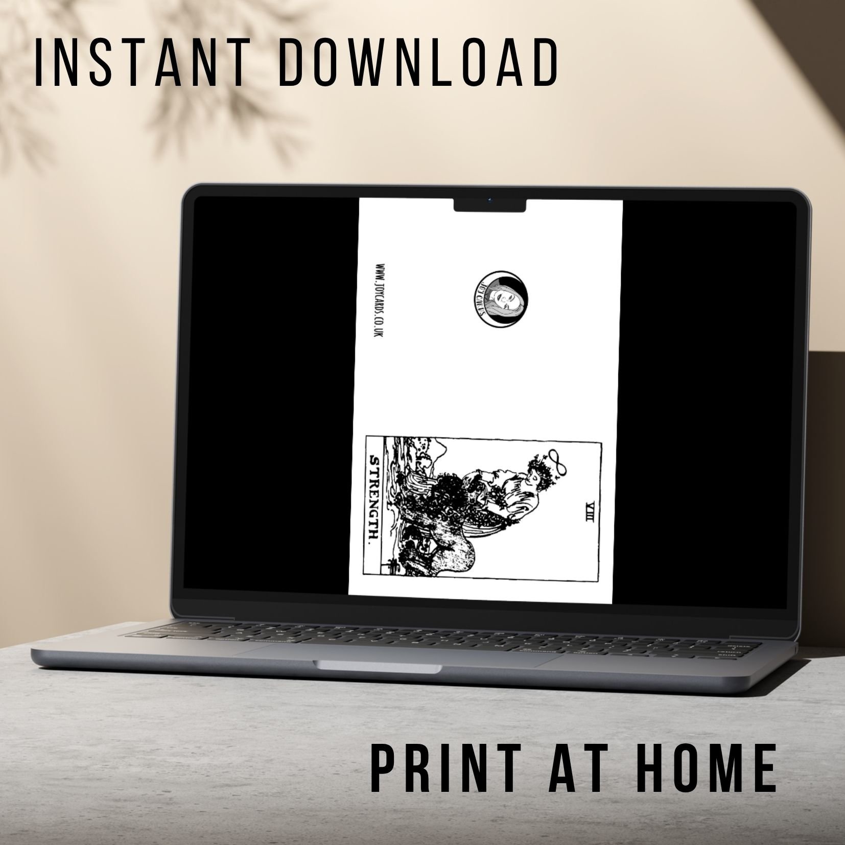 Strength Tarot Card Greeting Card - Printable Instant Download