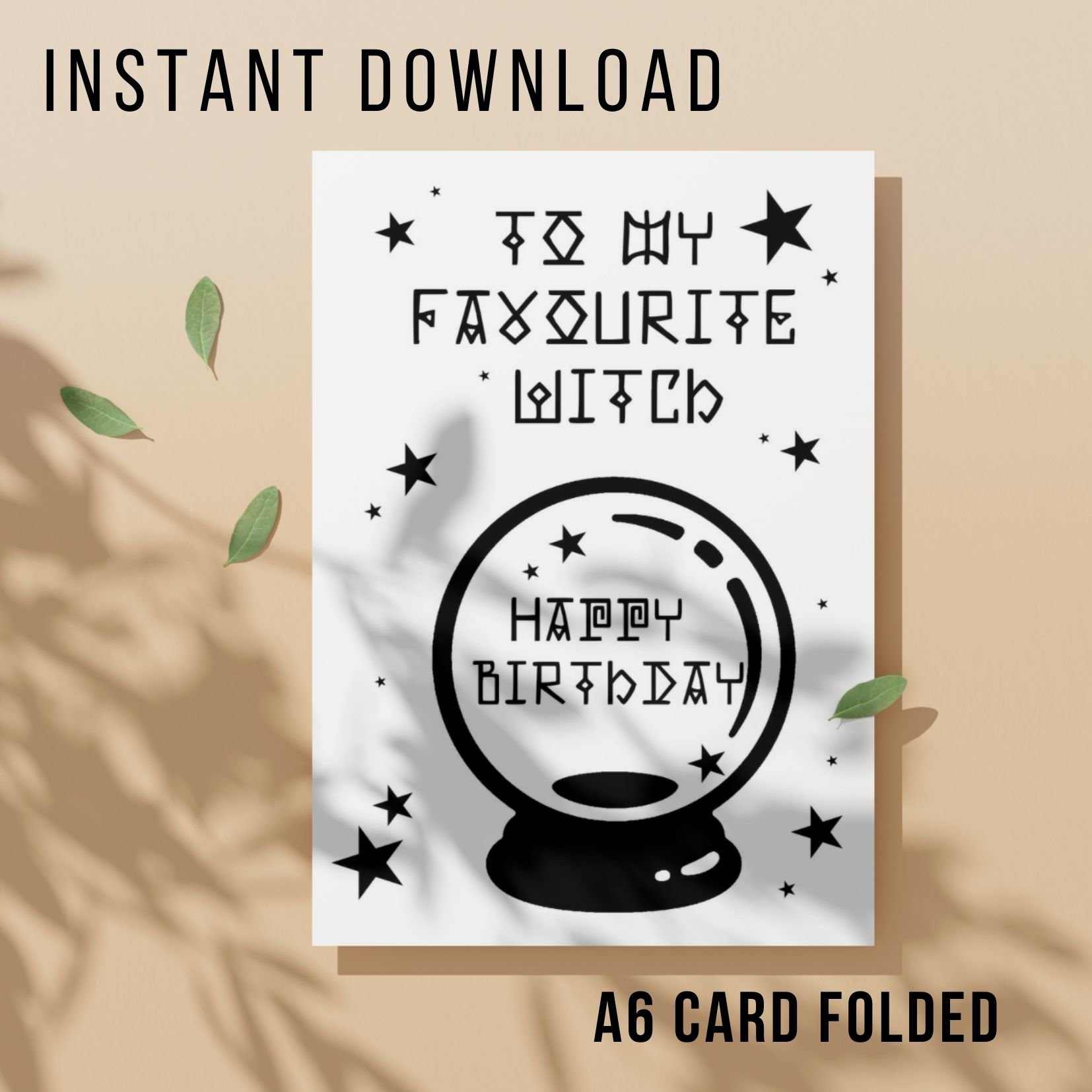 Witch Birthday Card - Printable Instant Download