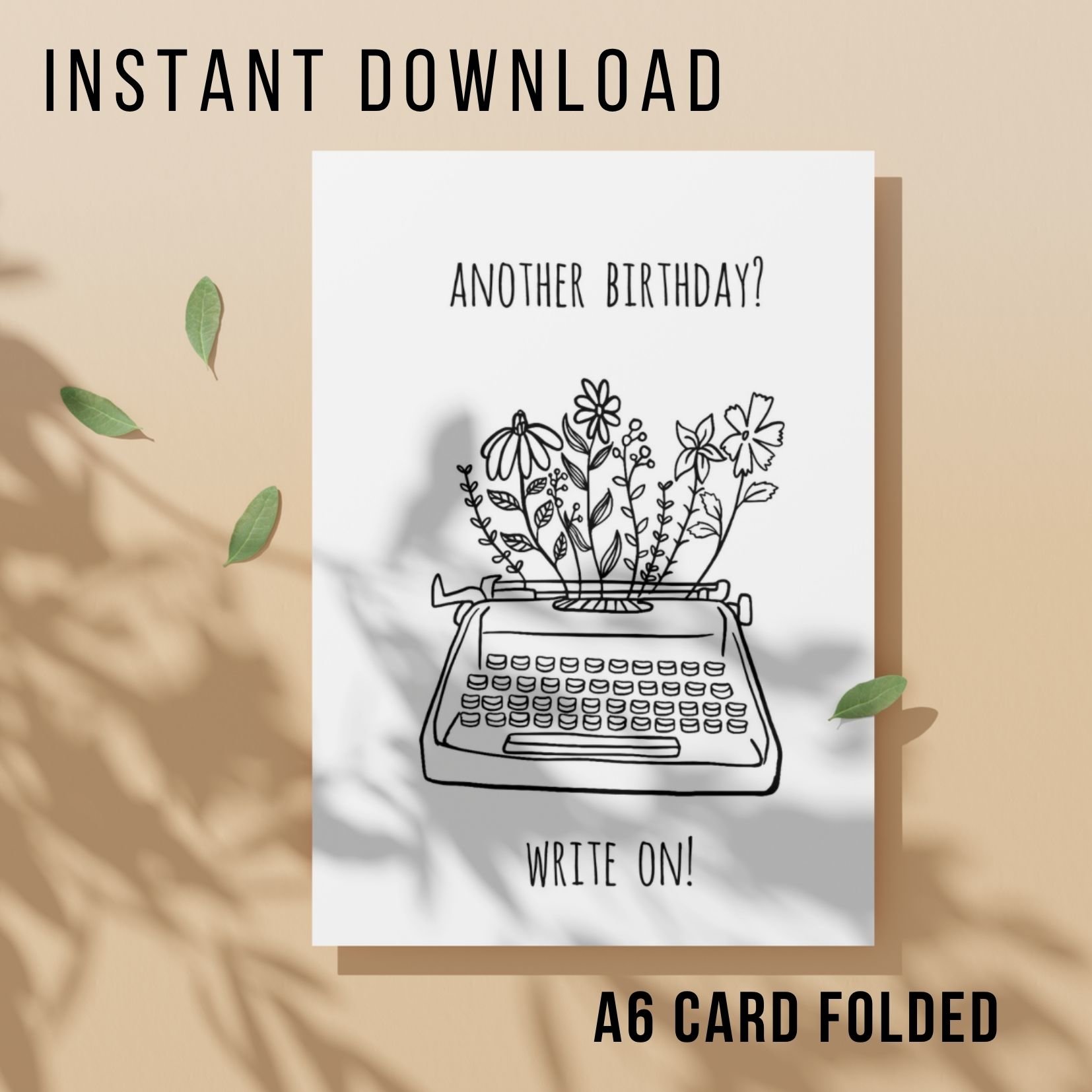 Funny Writer Birthday Card - Printable Instant Download