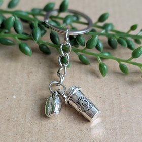 Coffee Cup and Coffe Bean Keyring
