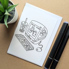 PC Gamer Colouring Birthday Card