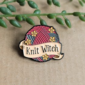 Funny Knit Witch Enamel Pin Badge