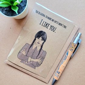 funny wednesday birthday card, wednesday adams valentines card, wednesday valentines card, funny valentines cards, joycards, joy cards