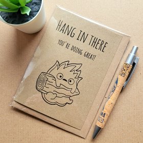 howls moving castle card, calcifer card, hang in there card