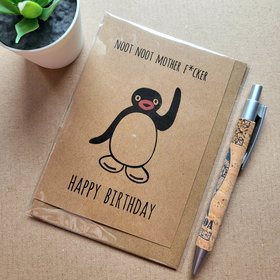Funny Rude Pingu Birthday card