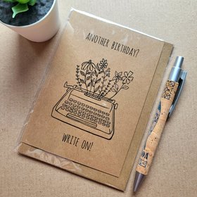 Funny Writer Typewriter Birthday Card