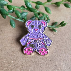 Retro 90s Doodle Bear pin badge