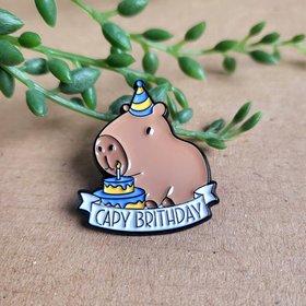 Funny Capybara Birthday Pin badge