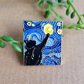 Cat Starry Night Enamel Pin badge