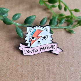 David Bowie Cat Enamel Pin badge