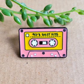 1990s Tape Cassette best hits Pin Badge