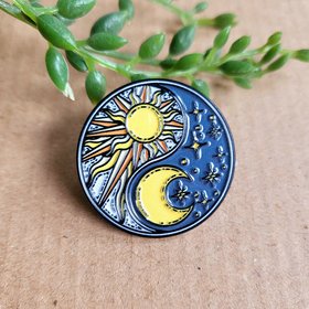 Yin Yang Sun and Moon Enamel Pin badge