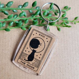 Cat Moon Tarot Card Keyring